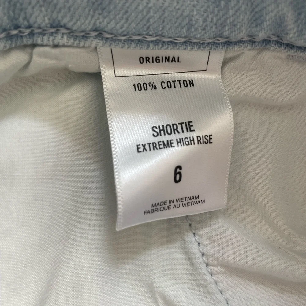 Express Blue High Waist Denim Shorts with Tie Belt - Picture 4 of 4